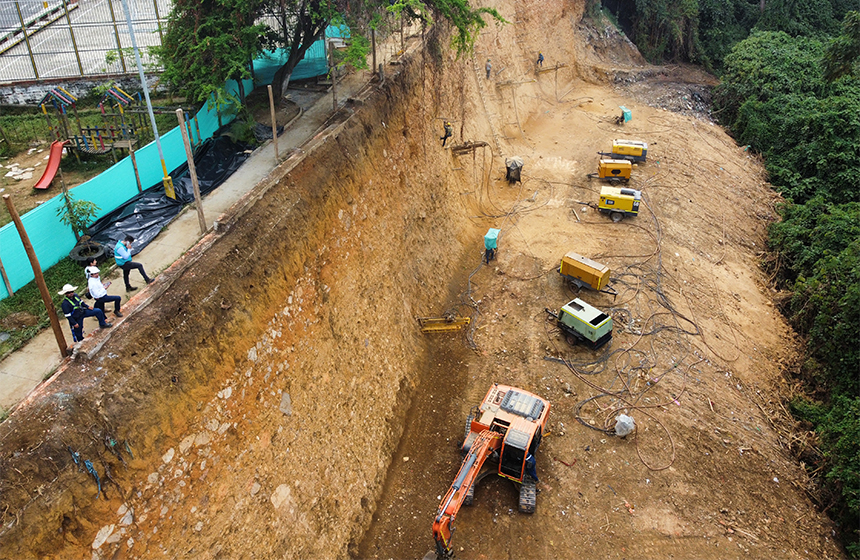 Con nueva obra de mitigación, la CDMB previene remoción en masa en el noroccidente de Bucaramanga