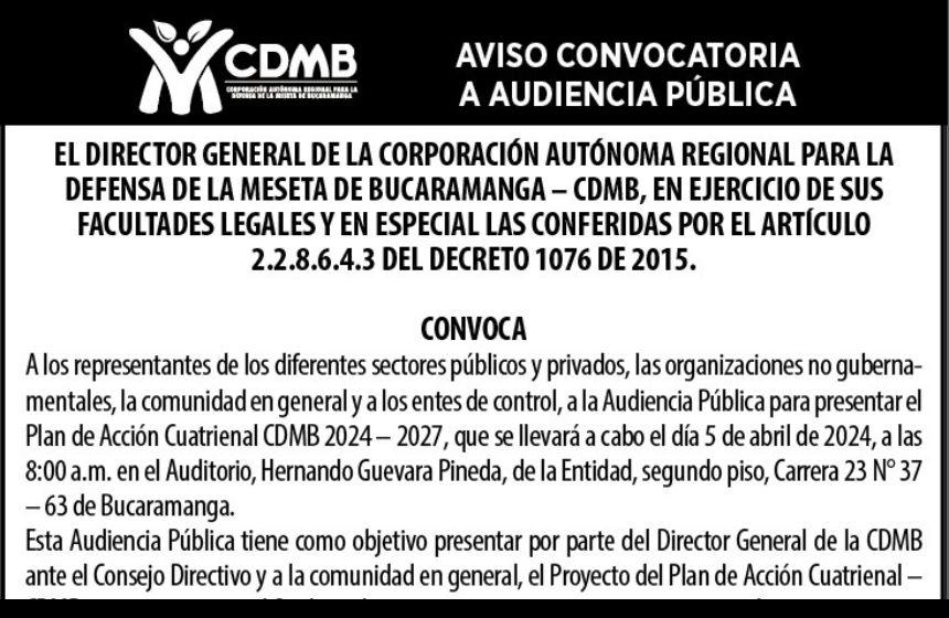 Aviso de Convocatoria Audiencia Pública